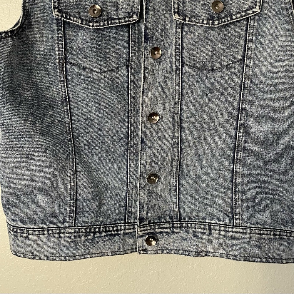 Carbon vintage look acid wash distressed denim vest M - Picture 4 of 9